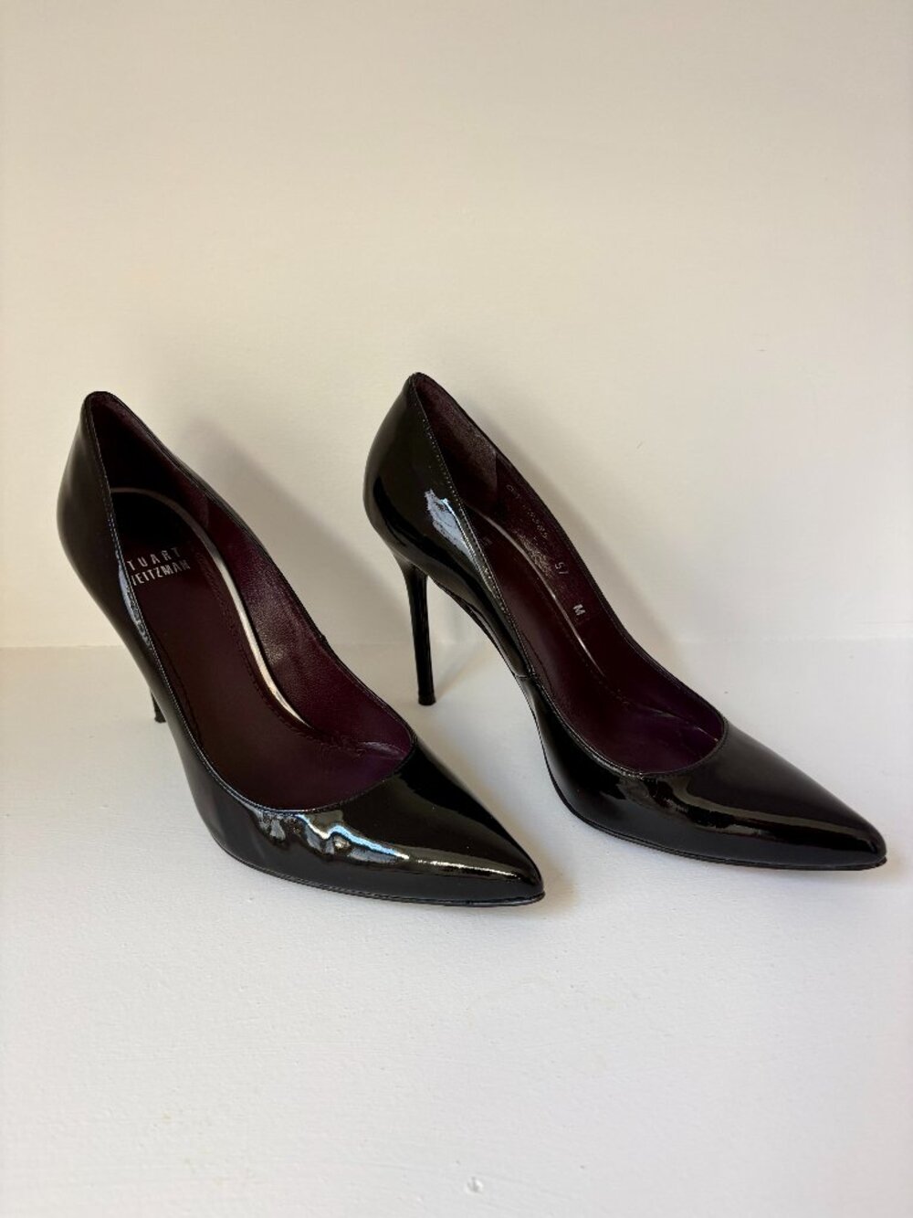 Stuart Weitzman Nouveau Black Patent Leather Stiletto Pumps